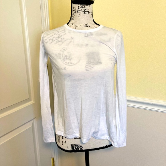 NWT J. CREW WHITE SEE THRU LONG SLEEVE TOP - Picture 1 of 5